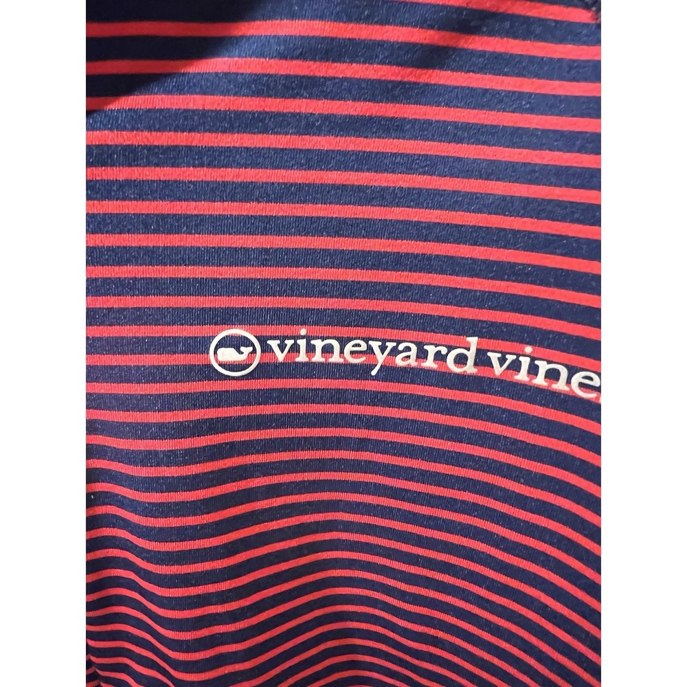 Vineyard Vines Boys Sankaty Quarter-Zip Long Sleeve Red/Blue Stripe Size M 12/14 - Picture 2 of 4